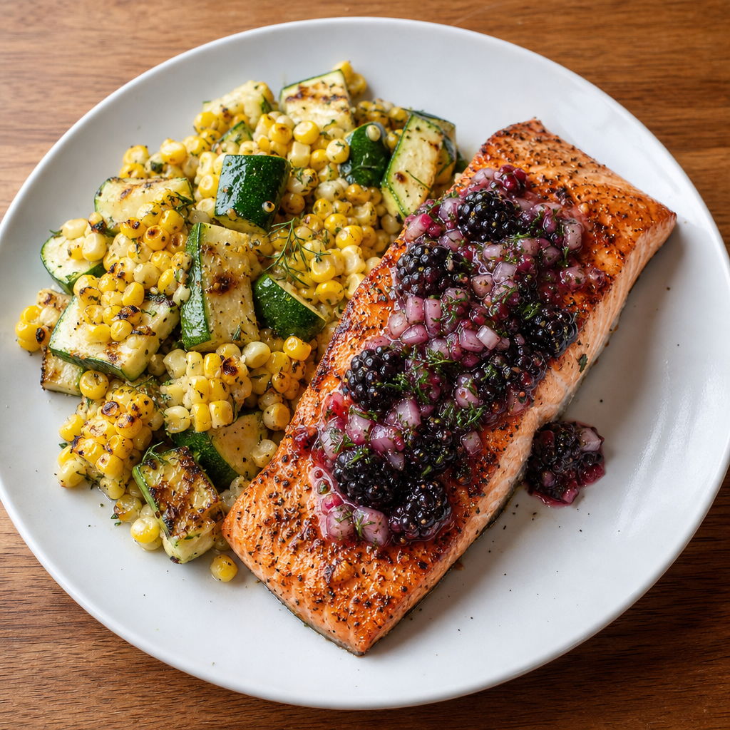 Grilled Steelhead with Blackberry Relish