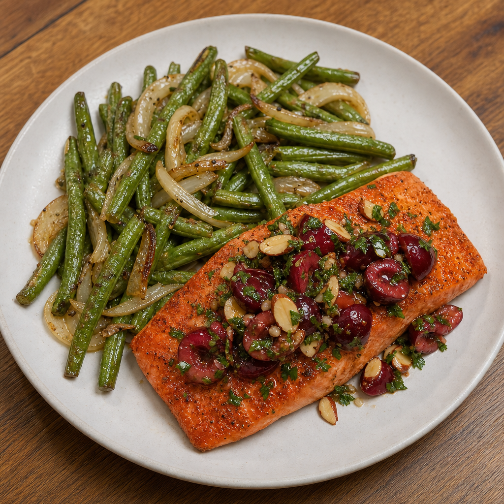 Spanish Sockeye with Cherry-Sherry Salsa