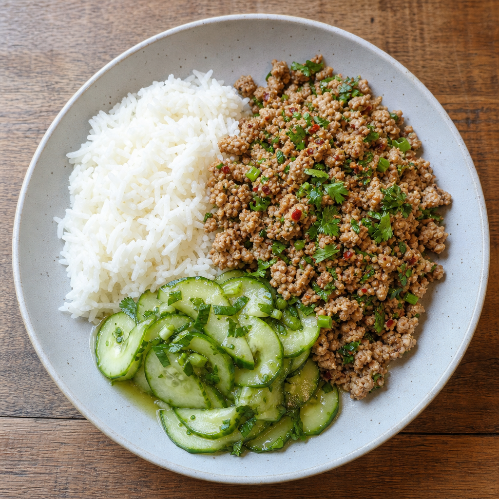 Isan Pork Larb with Cucumber