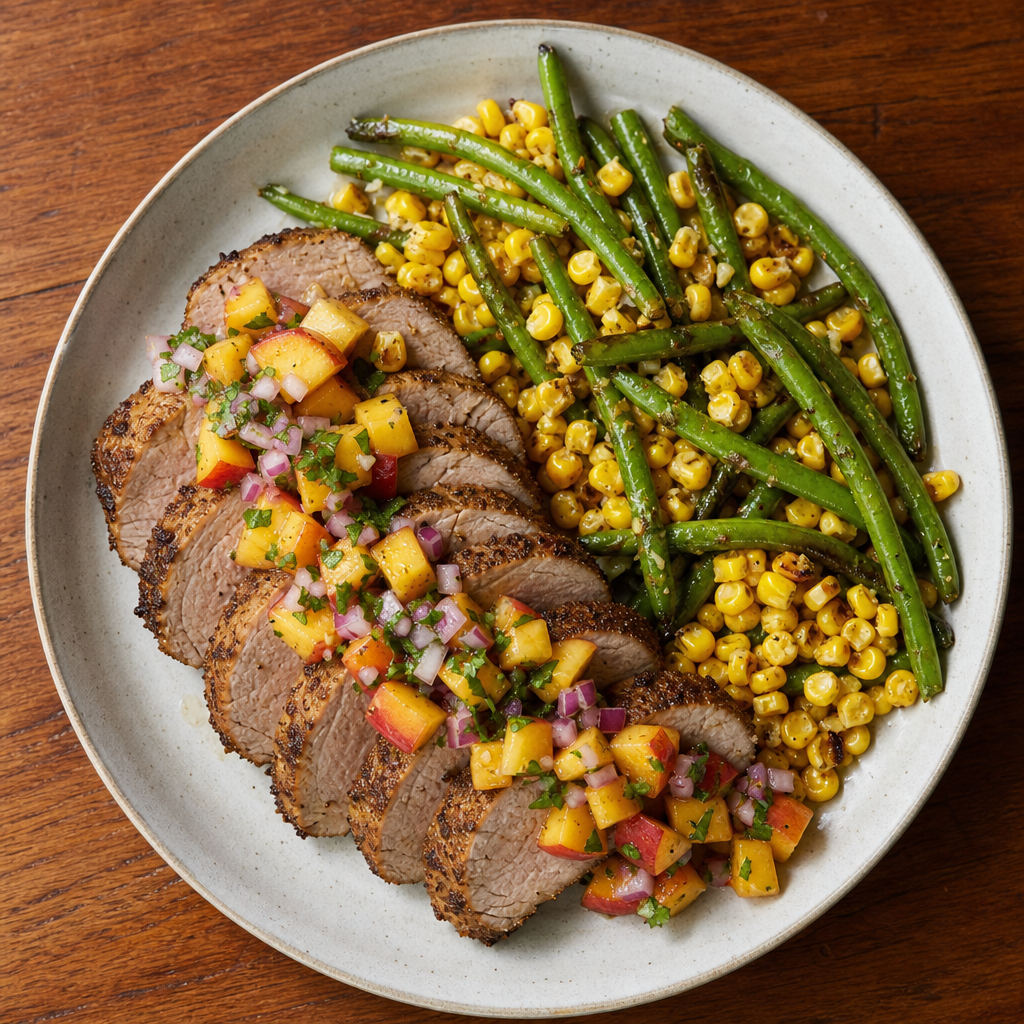 Caribbean Jerk Pork with Peach Salsa