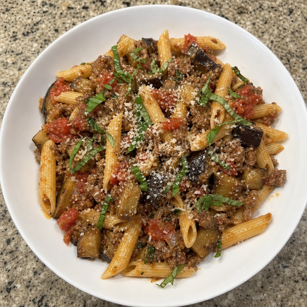 Lamb and Eggplant Penne