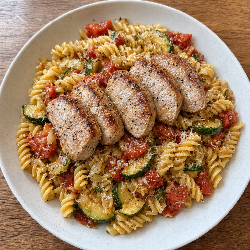 Tuscan Pork & Zucchini Rotini