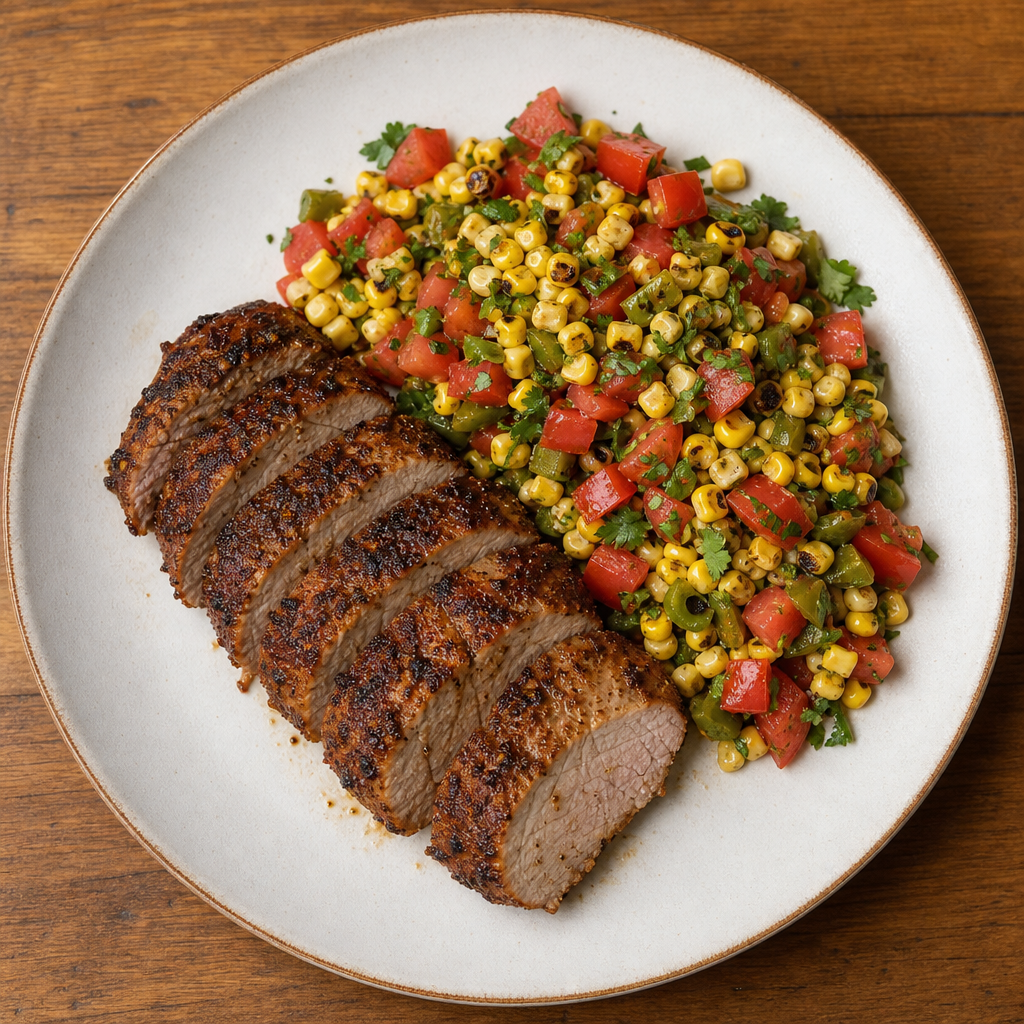 Oaxacan Ancho Pork with Charred Corn Salsa