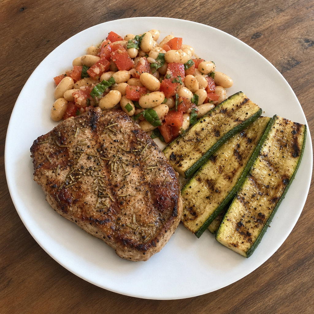 Tuscan Grilled Pork & Summer Zucchini
