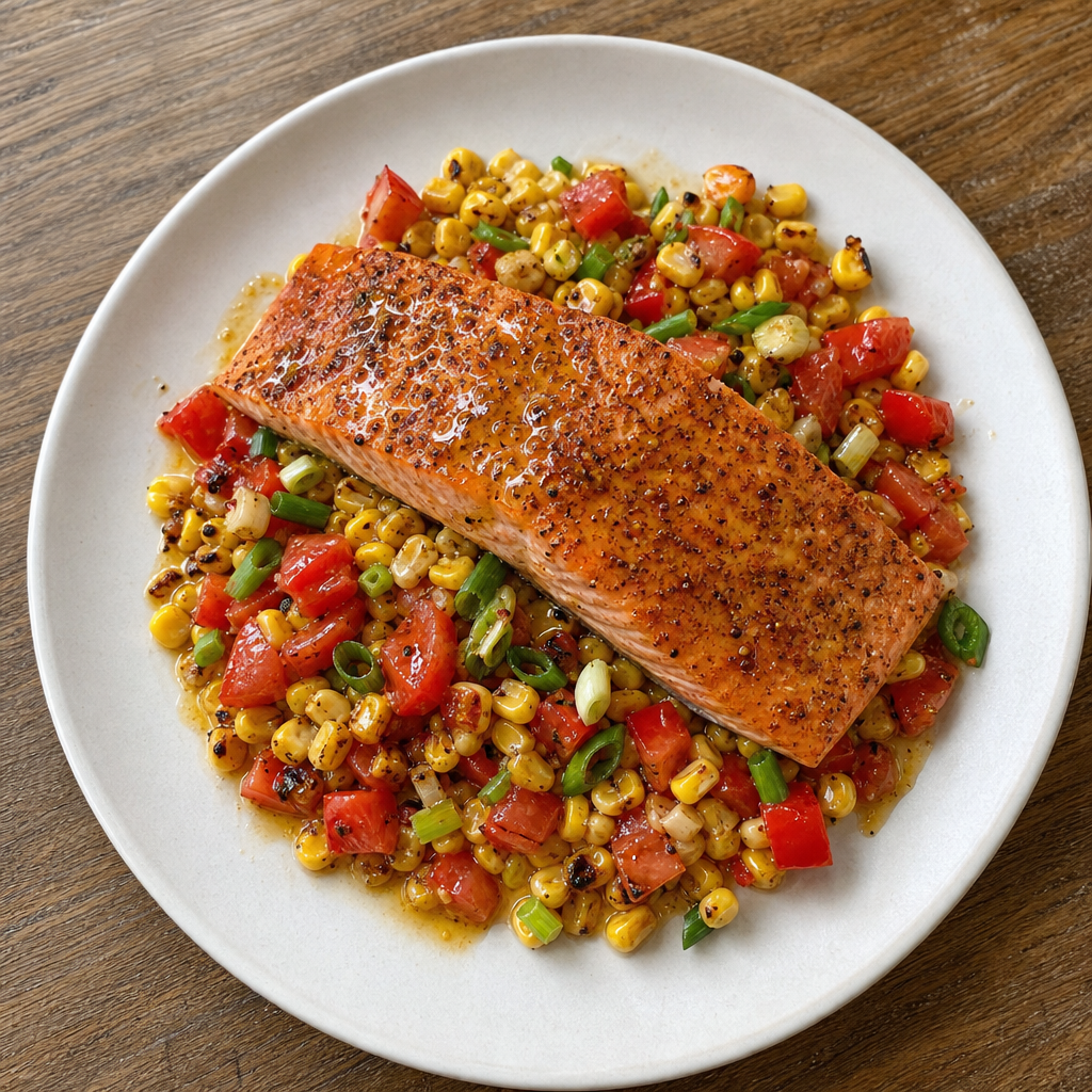Cajun Sockeye with Summer Corn