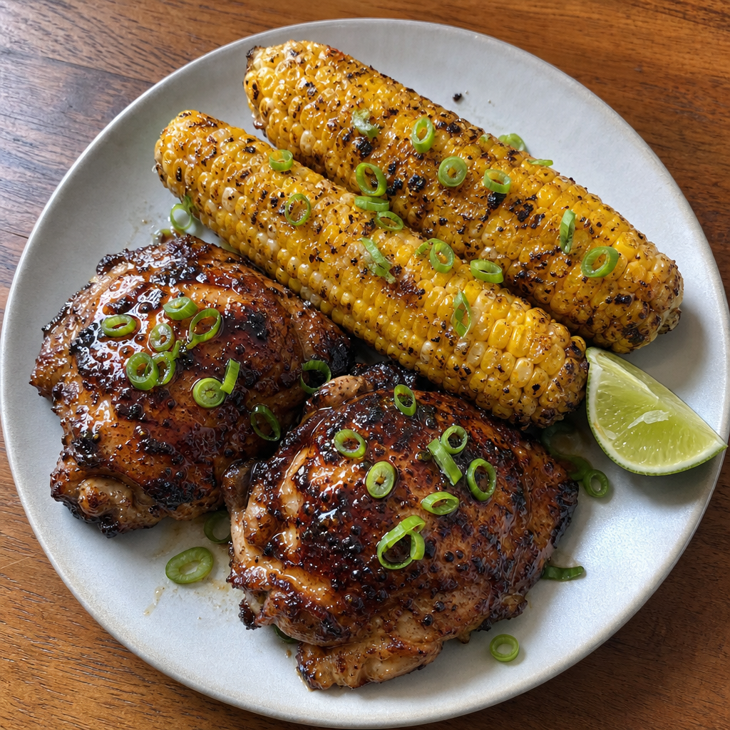 Grilled Adobo Chicken & Corn