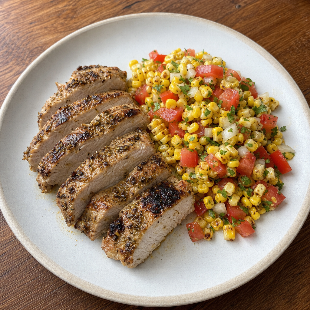 Grilled Mojo Pork with Charred Corn