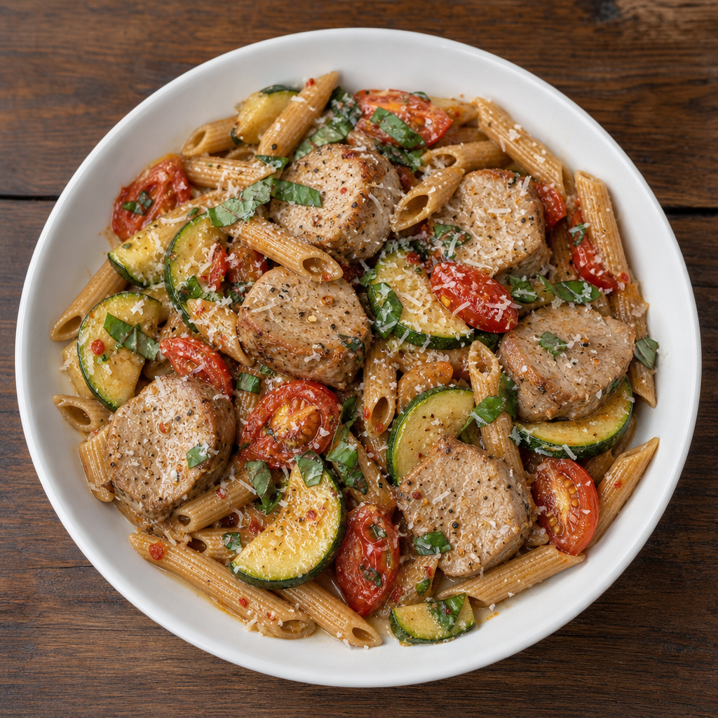 Tuscan Pork and Zucchini Penne