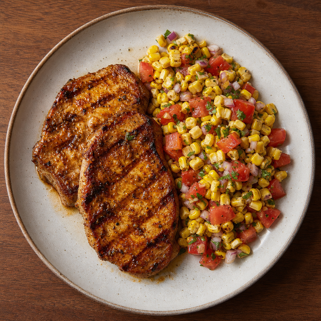 Paprika Pork with Charred Corn