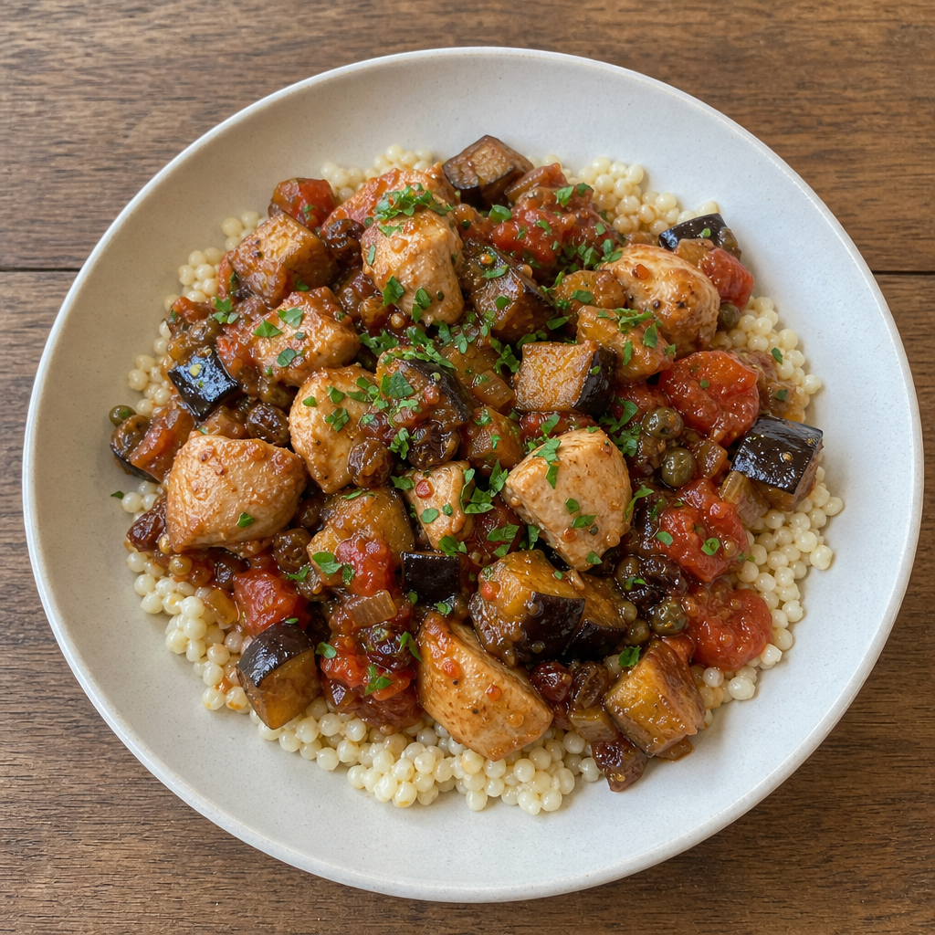 Sicilian Chicken & Eggplant Agrodolce