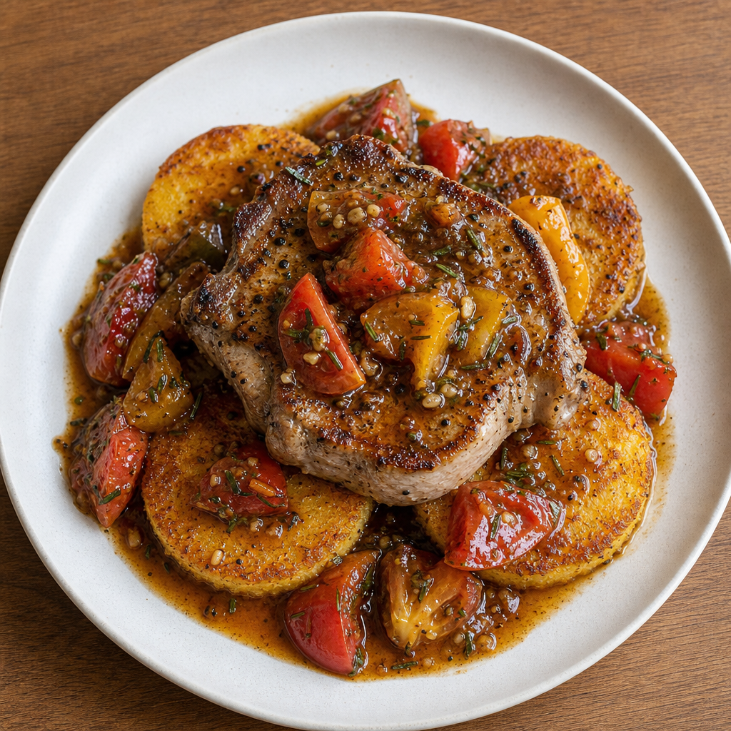 Tuscan Pork Chops with Heirloom Tomatoes