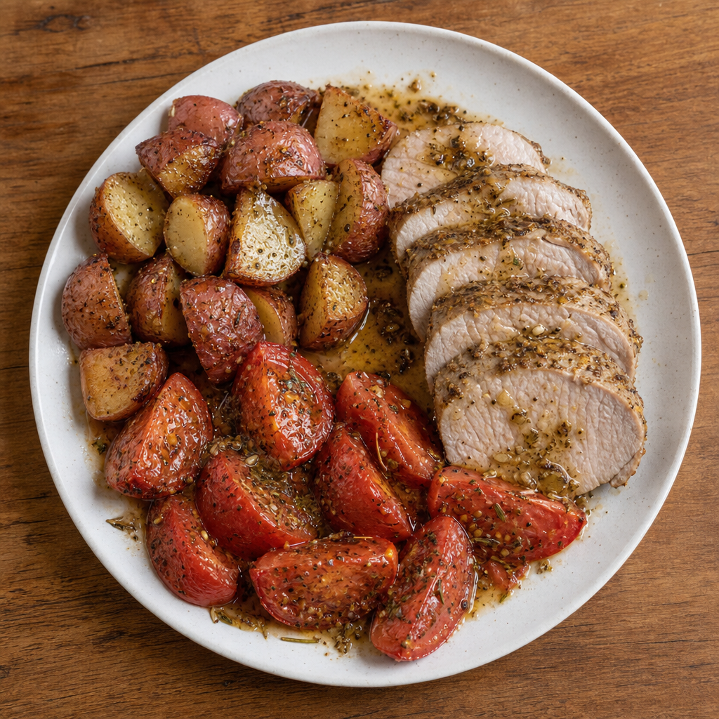 Provençal Pork with Roasted Tomatoes
