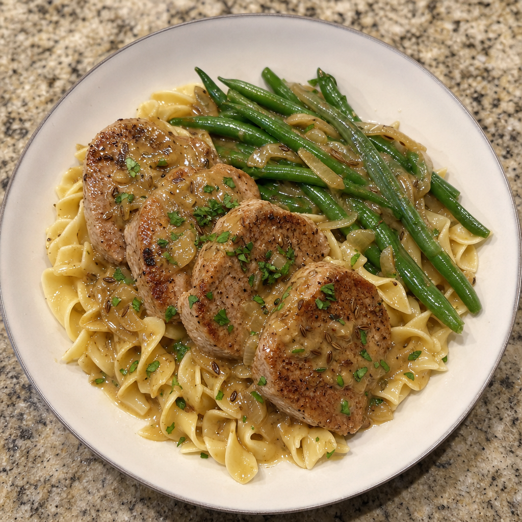 German Mustard Pork & Green Beans