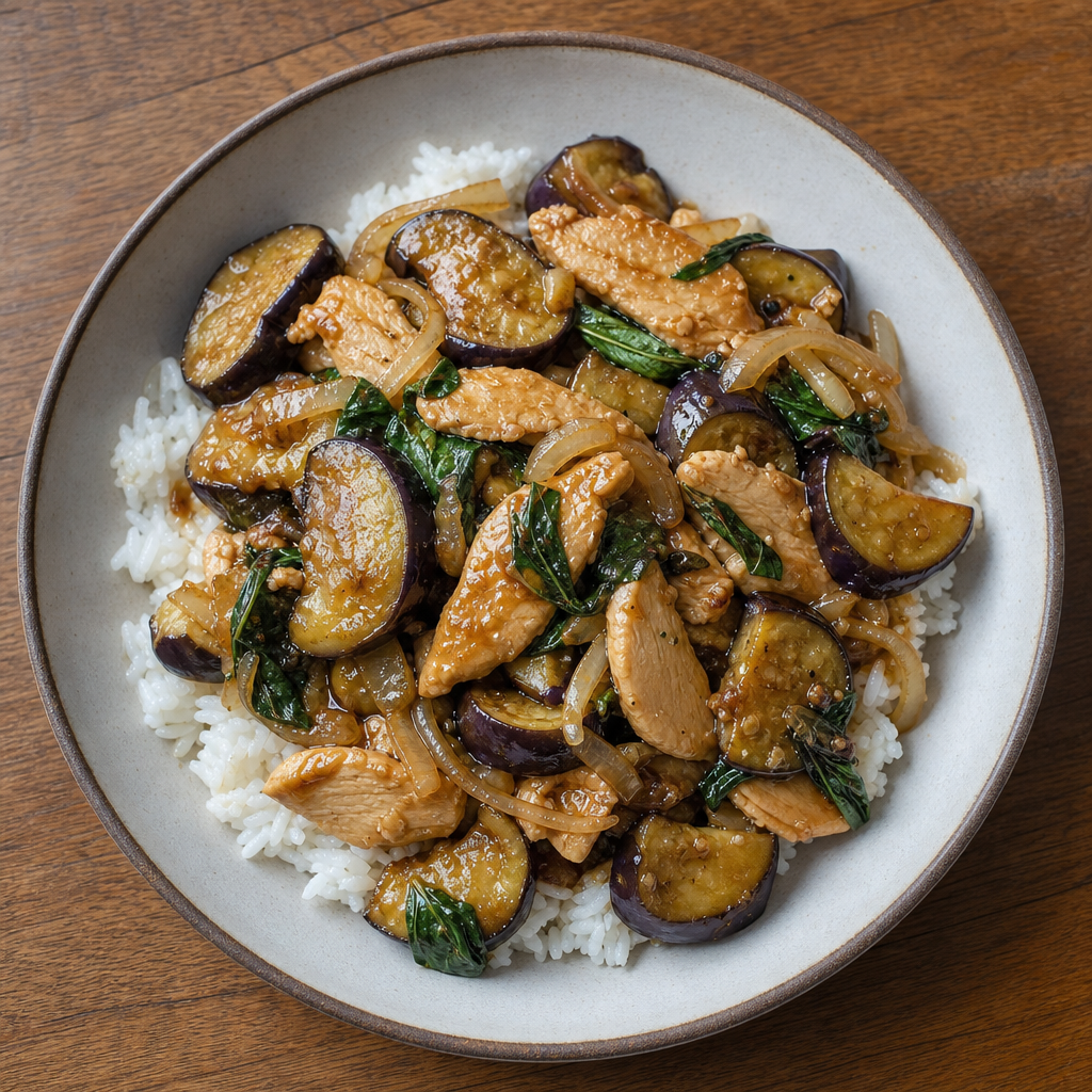 Thai Basil Chicken & Eggplant