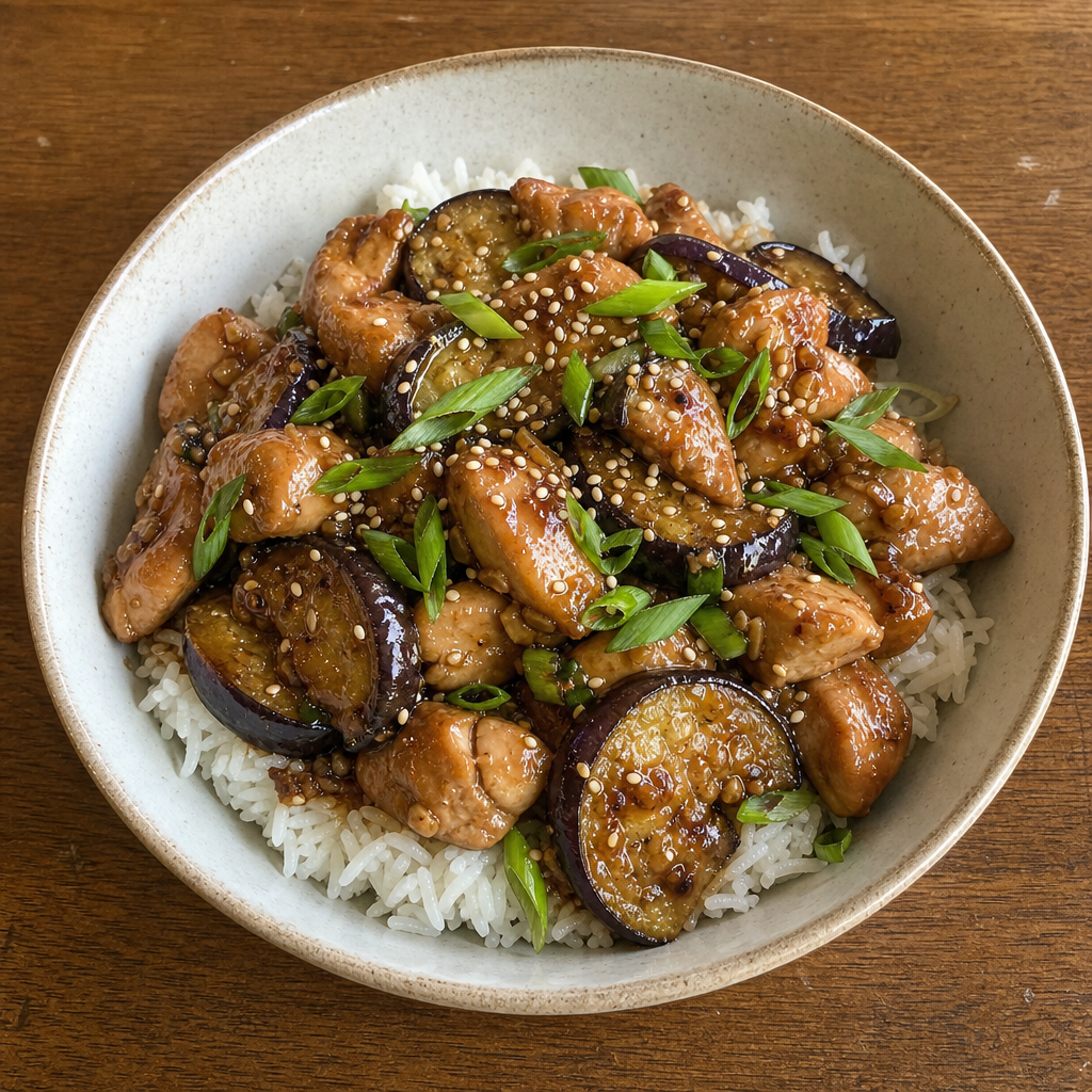 Ginger-Glazed Chicken & Japanese Eggplant