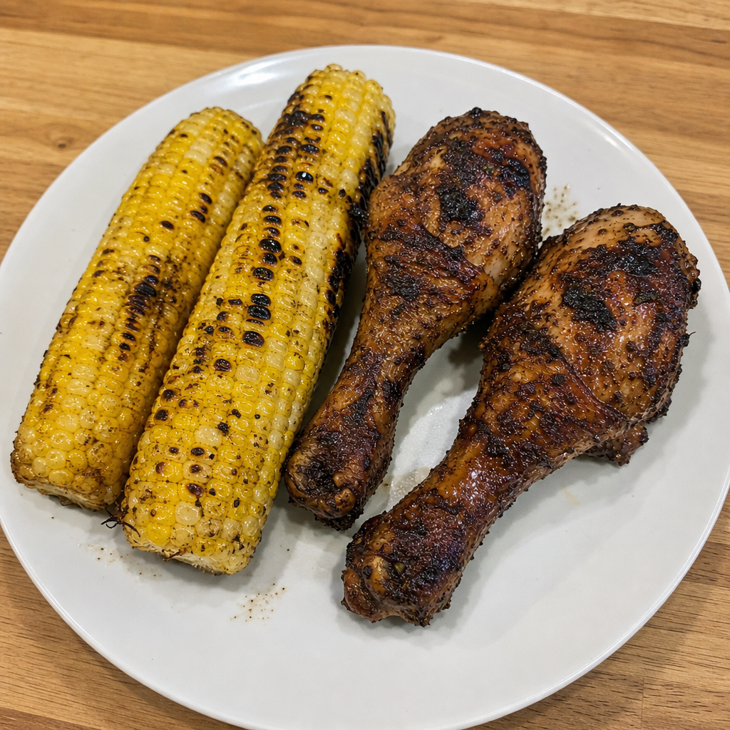 Jamaican Jerk Drumsticks & Corn
