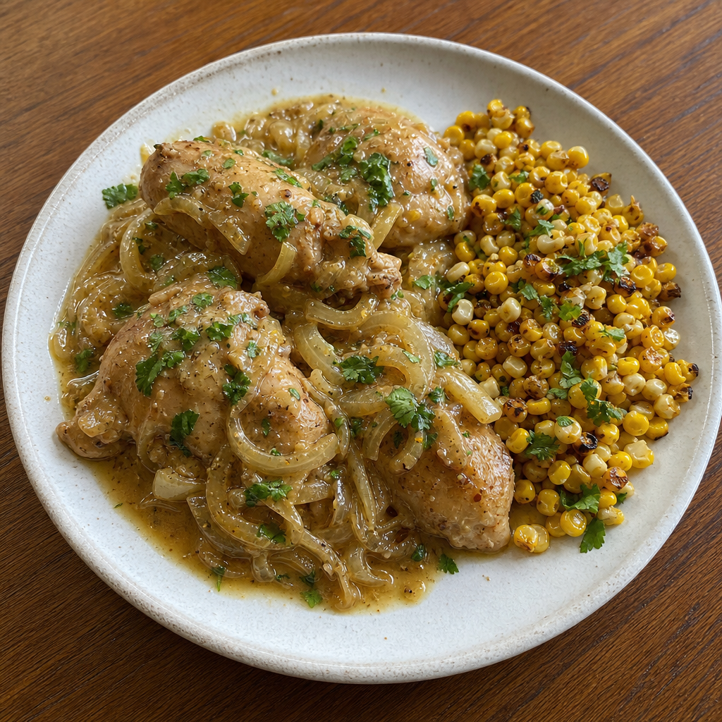 Chicken Yassa with Charred Summer Corn